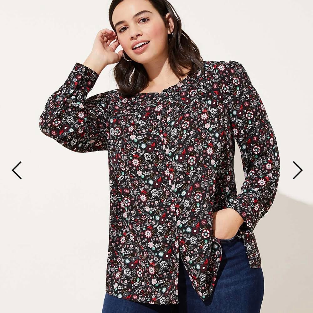 LOFT PLUS FLORAL PUFF SHOULDER BLOUSE SIZE 24 🔴